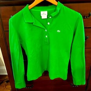 Lacoste Green Long Sleeve Polo Size 44